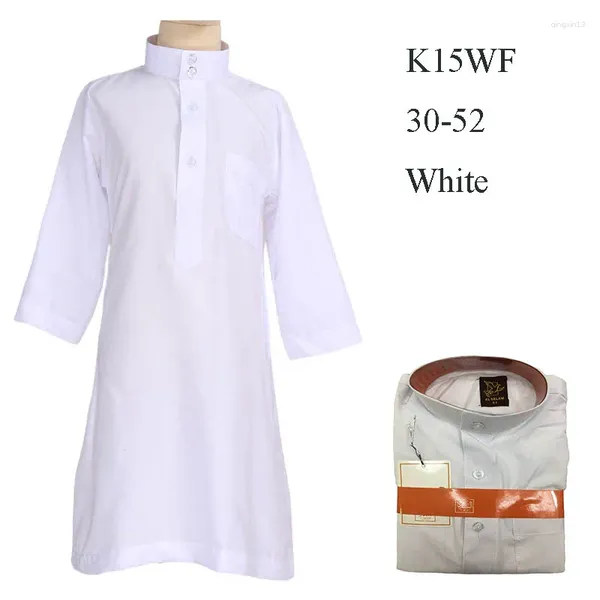 Ropa étnica Niños musulmanes Abaya Niños Burqas Robe Blanco Árabe Stand Collar Manga larga Islámico Kaftan Niños Jubba Thobe