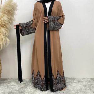 Vêtements ethniques Musulman Casual Cardigan Robe Kaftan Abayas Robe Dentelle Brodée Abaya Dubaï Robes Maroc Vestiods