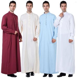 Ropa étnica musulmán clásico Jubba Thobe islámico árabe Kaftan Dubai Abaya camisas de oración masculinas para hombres Eid Mubarak Turquía vestido