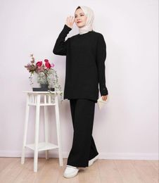 Etnische kleding moslimkleding Wijd been broek Pak vrouwen Abayas 2 -delige set Islam Jilbeb hijab Dress Turkije Groepen Ramadan Dubai Abaya