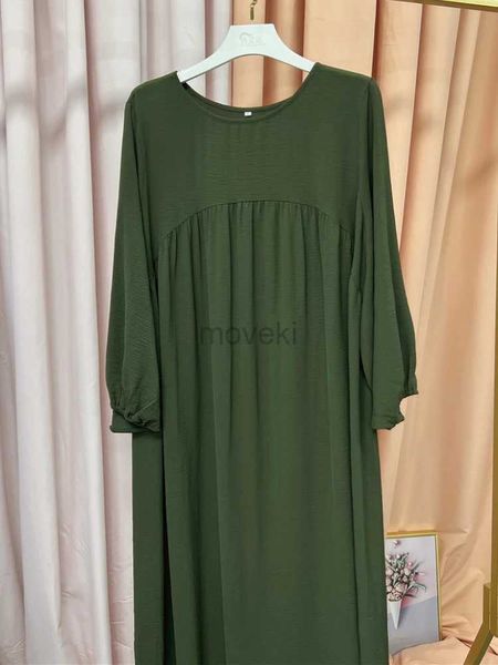 Ropa étnica ropa musulmana de oración crepe elegante Moderno maxi vestido ramadán modesto abaya elástica islam islam para mujeres de color sólido D240419