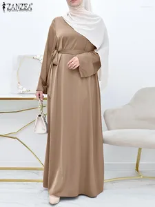 Vêtements ethniques Robe musulmane Dubaï Turquie Abaya ZANZEA Mode Femmes Hijab Sundress Jilbab Islamique Automne Solide Party Robes Kaftan