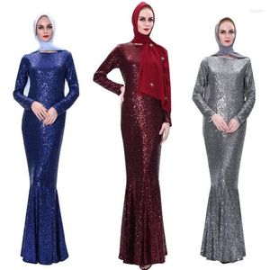 Etnische kleding moslimjurk mode ramadan fishtail pailletten Long Arab Slim Abya Abaya Dubai Turkije