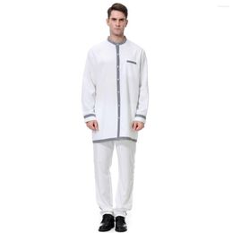 Vêtements ethniques robe musulmane hommes Arabe Islam Homme 2 pièces ensemble hommes Thobe arabie saoudite Abaya Jalab dubaï Traje costume hommes Kimono