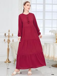Vêtements ethniques Robe musulmane couleur unie Robe décontracté Abayas femmes dubaï Vestido élégant Ramadan robes Eid 2023 moyen-orient turquie