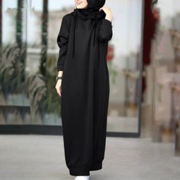 Ropa étnica vestido musulmán mujer Casual Abaya con capucha Eid Robe Femme Musulmane 2023 otoño islámico suelto Dubai Kaftan Ramadán Abayat