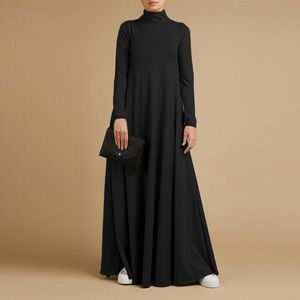 Vêtements Ethniques Robes Musulmanes Abayas pour Femmes Vintage Solide Maxi Dress Femmes Col Roulé Robe d'été Casual Manches Longues Maxi Vestidos S-5XL 230620
