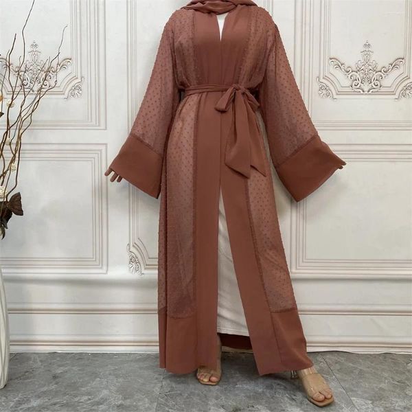 Vêtements ethniques Robes musulmanes Abayas pour femmes Polka Dot Lâche Lacets à manches longues Maxi Robe Foulard Femme Livraison Robes