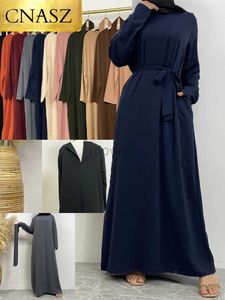 Vêtements ethniques Robes musulmanes avec poches islamiques décontractées simples robes longues marocètes caftan femme dubaï kaftan ramadan noir islamic abayas d240419