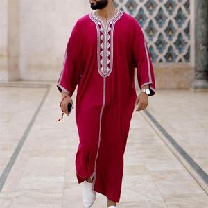 Etnische Kleding Moslim Dubai Mannen Jubba Thobe Islamitische Kimono Lange Gewaad Saudi Musulman Dragen Abaya Caftan Islam Arabische Dressing Mens288y