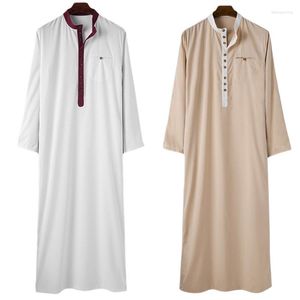 Etnische kleding Moslim Eid Midden-Oosten Jubba Thobe Wit Geel Gewaden Lange mouwen Kaftan Voor lente zomer herfst winter