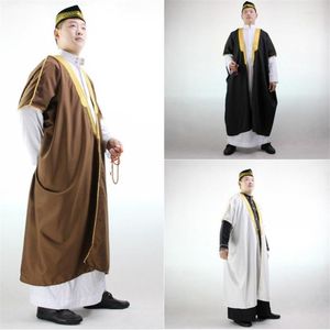 Vêtements ethniques Broderie musulmane Célibataire Islamique Hommes Kaftan Stage Discours Pakistan Abaya Graduation Jubba Thobe Long Manteau Arabie Saoudite