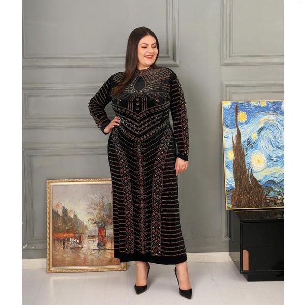 Vêtements ethniques musulman euraméricain afrique belle Robe de femme Noble tempérament à la mode diamant Robe caftans pour les femmes