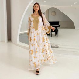 Etnische kleding moslim avondjurk lange mouwen Marokkaanse kaftan abaya mesh geborduurd kant gewaad feestjurken islamitisch voor vrouwen