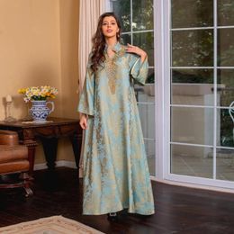 Etnische kleding moslim avondjurk jacquard geborduurde jurk met kralende vrouwen abaya mode kaftan kebaya arab dubai gewaad