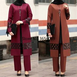 Vêtements ethniques Mode musulmane Abaya Robe Arabe Moyen-Orient Vêtements islamiques pour femmes Eid Mubarak Arabie Saoudite Dubaï Casual Abayas Pant Set 230131