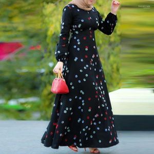 Vêtements ethniques Abayas de mode musulmane pour femmes Dubaï Dubaï Turc Impression florale Robe de Kaftan marocain Long Manche élégante Kimono Robe Arabe Femme