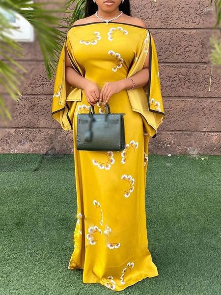 Ropa étnica Moda musulmana Vestidos africanos para mujeres 2023 Novedad Estampado puro Maxi Femme Robe Manga corta Ropa nigeriana