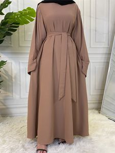 Vêtements ethniques Mode musulmane Dubaï Abaya Longues Robes Hijab avec Ceinture Islam Vêtements Abayas Robes Africaines pour Femmes Kaftan Robe Musulmane 230224