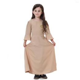 Etnische kleding Moslim Fashion Girls Jurken Ramadan Borduurwerk hijab Lang gewaad Kaftanjilbab Abaya Dubai Turkije Kleding Islam Kind Gebed