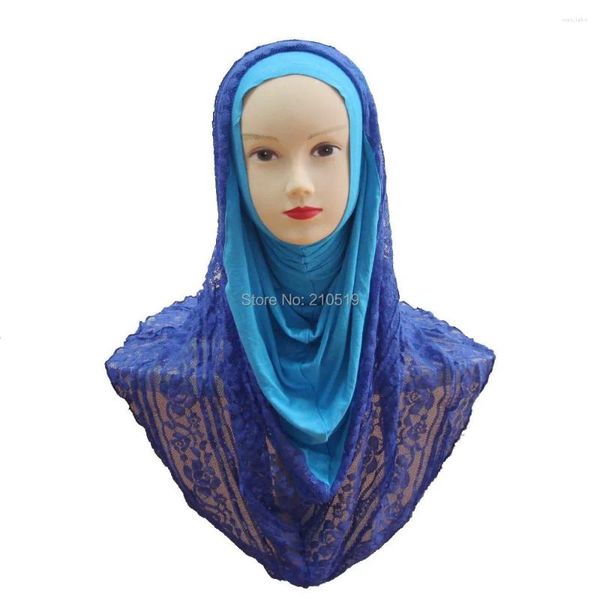 Vêtements ethniques Mode musulmane Head Wrap pour femmes Belle dentelle de coton Modèles modifiés Turban One Piece Hijab
