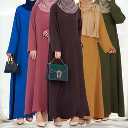 Vêtements ethniques Mode musulmane Hijab Robe Turquie Eid Abaya Dubaï Crêpe Plaine Longue Africaine Robes Modestes Pour Femmes Islamique Caftan Robe