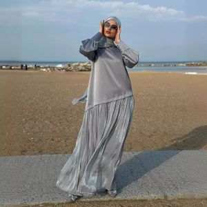 Nouveau chemisier haut de gamme haut de gamme haut de gamme à manches longues du Moyen-Orient Dubaï avec robe maxi patchwork pour femmes
