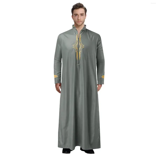 Vêtements ethniques Men de mode musulman Robe Middle East Arabie Abaya Dubai Kaftan Arabe turc Ramadan Été jubba thobe thoub islamique
