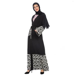 Etnische kleding moslim mode Midden -Oosten Eid duabi abaya kalkoen gewaad eenvoudige stikselriem gewaden abya riem jurk