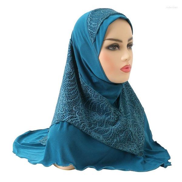 Ropa étnica musulmana moda mujer encaje bordado chal turbantes para gorra hábito mujer Musulmane Hijab Underscarf Caps