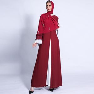 Ropa étnica musulmana femenina falda dividida elegante moda manga acampanada Abaya vestido para dama islámica moderno vestido de noche largo