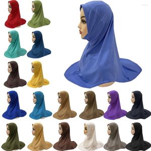 Vêtements ethniques Filles musulmanes Hijab Islamique One Piece Amira Facile à porter Couleur unie Islam Arabe Écharpe Châles Pull sur Headwrap pour les âges 5-10