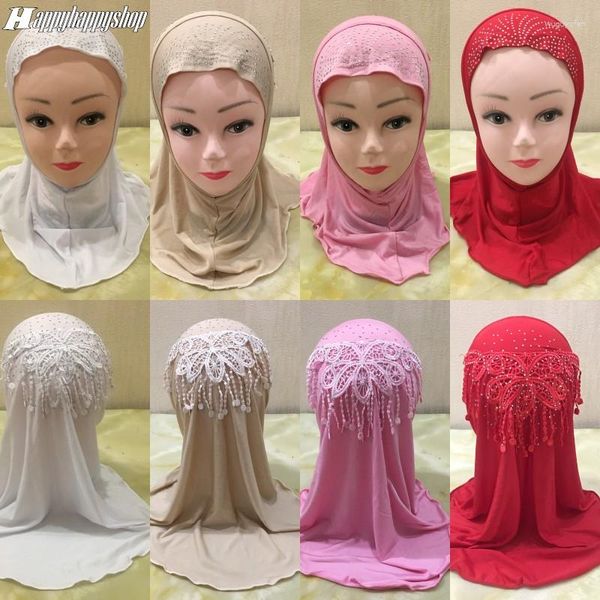 Vêtements ethniques Foulard musulman Enfants Chapeaux Islamique Arabe Enfants Diamants Châles Filles Glands Hijab Turban Instant Amira Cap