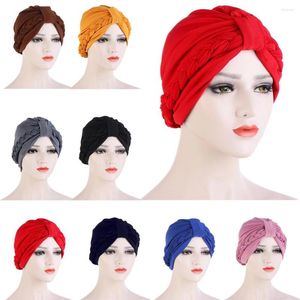 Vêtements ethniques musulman Hijab Bonnet perte de cheveux Stretch Turban casquettes tête Wrap couleur unie tresse écharpe Beanie accessoires de fête