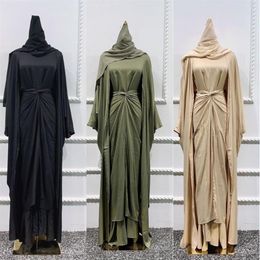Vêtements ethniques musulman Hijab Cardigan Abaya Robe 4 pièces ensemble mode femmes Robe ample caftan islamique doux respirant Premi2205