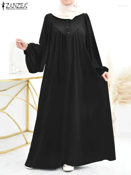 Vêtements ethniques Musulman Hijab Robes pour femmes Turquie Abaya Oversize Robe ZANZEA Eid Mubarek Maxi Sundress Dubaï Robes Kaftan Isamic