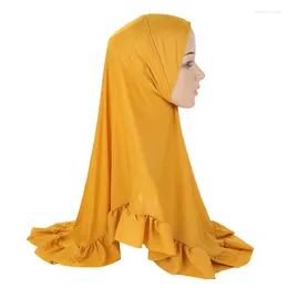 Etnische Kleding Moslim Hijab Retail Zomer Arabische Hoofddoek Eenvoudige 80 65 cm Bodem Ruche Mode Hoofddoek Headwraps Voor vrouwen