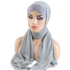 Vêtements ethniques Muslim Hijab Couleur solide pour Cross Cross Long Scarf SHAWL SHAWL