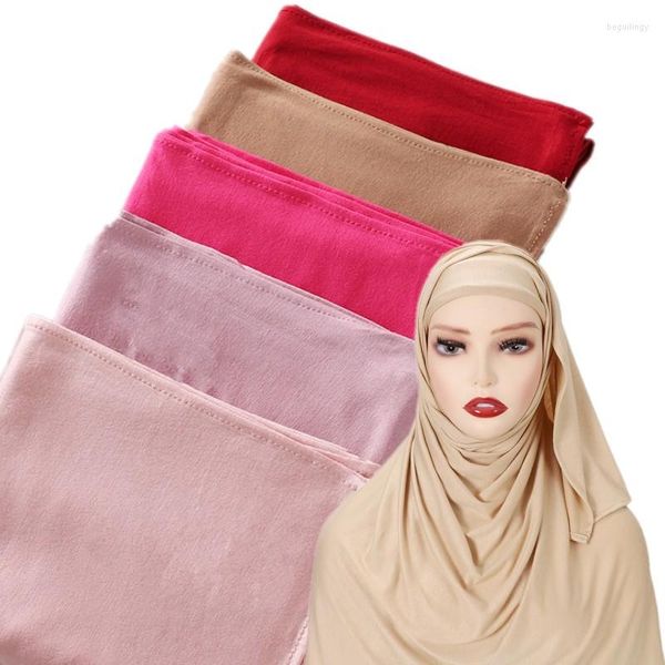 Ropa étnica Musulmana Instant Head Wraps Islam Listo para usar Pañuelo en la cabeza Velo Chales Cubierta completa Jersey suave Hijab con gorro de turbante interior para