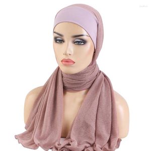 Vêtements ethniques Musulman Instant Hijab Femmes Bonnet avec châle Scarpe Capre Plain Inner Band Stretch Cover Headwrap Turbante 170x72CM