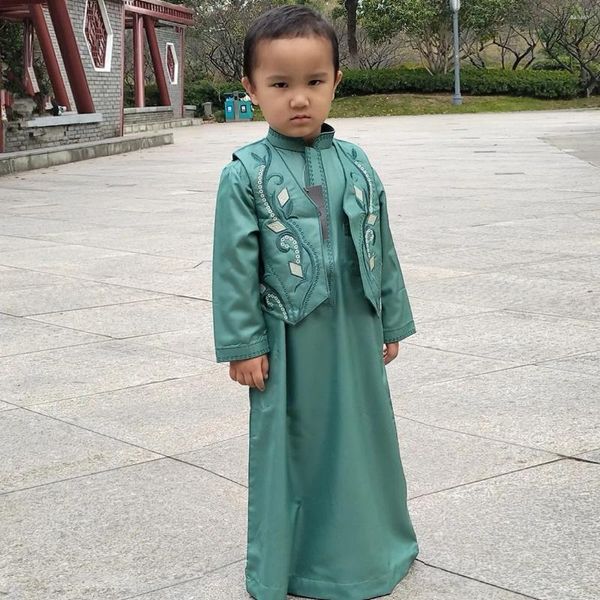 Vêtements ethniques Musulman Enfants Filles Garçon Robe de prière Hijab Abaya Robe Arabe Dubaï Enfants Ramadan Kaftan Foulard Islamique Eid Robe de fête