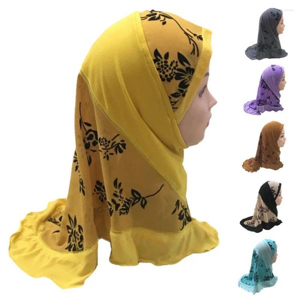 Vêtements ethniques Musulman Enfants Filles Enfant Prière Hijab Écharpe Islamique Tête Couverture Complète Foulard Châle Imprimé Amira 2-6Y