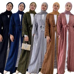 Etnische kleding moslim kimono vesten islamitisch eid gestreepte open abaya vrouwen elegante kaftan arabische mode lange avondjurken tuniek