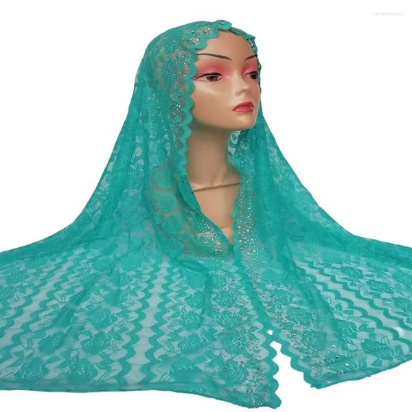 Vêtements ethniques Musulman Dentelle Écharpe Mode Foulard Long Arabe Turban Islamique Châle Headwraps Pour Femmes