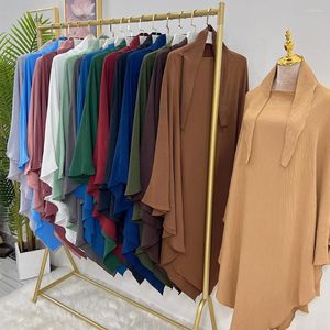 Vêtements ethniques Musulman Long Khimar Plain Turban pour femmes Eid Ramadan Prière aérienne Abaya Hijab Écharpe Islamique Dubaï Niqab Foulard Wrap