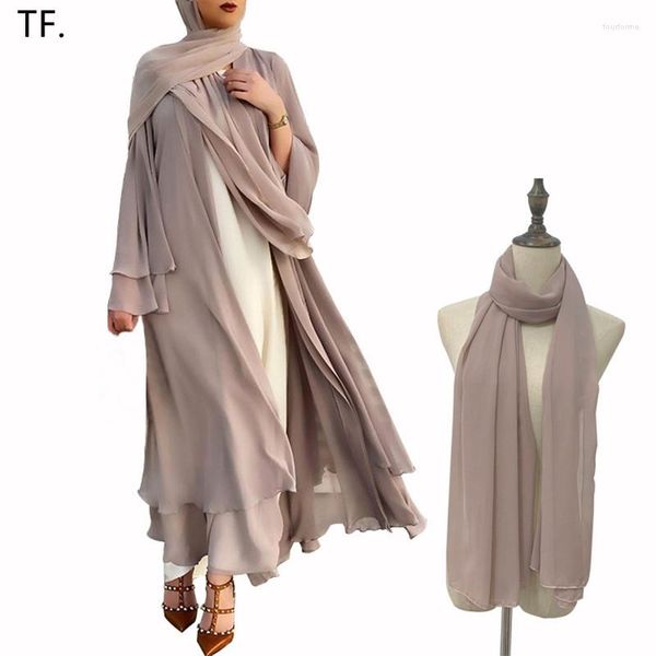 Ropa étnica Musulmán Estilo Suelto Mujeres Elegantes Túnicas Largas Maxi Vestidos Eid Vestido Abierto Abaya Islámico Abhaya