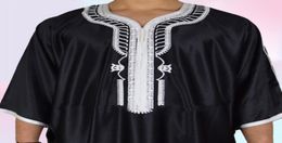 Etnische kleding Moslimman Kaftan Marokkaanse mannen Jalabiya Dubai Jubba Thobe Cotton Long Shirt Casual Jeugd Black Robe Arabische kleding Ps Maat1120013