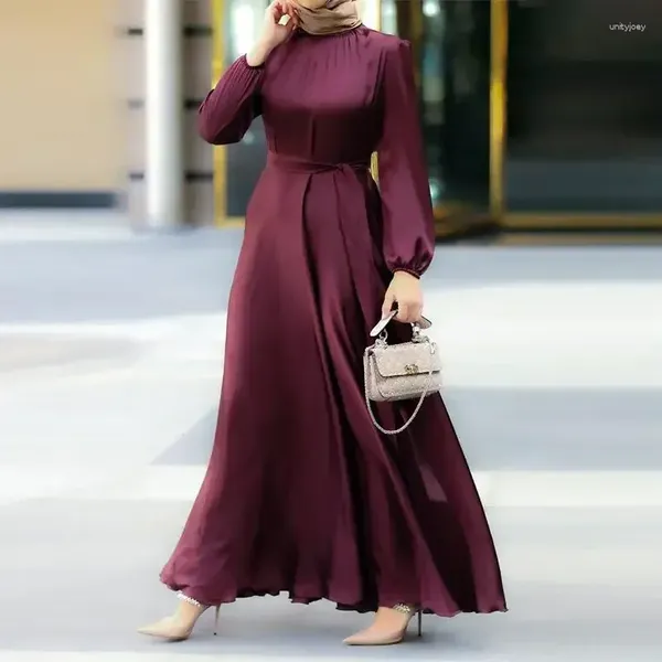 Ropa étnica Muslim Maxi Vestidos para mujeres Arábigo Simple suelto sólido elegante Dubai Turquía Temperamento islámico Plain Abayas