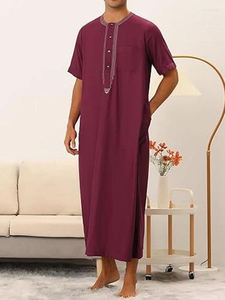 Vêtements ethniques Robes arabes à manches courtes pour hommes musulmans dubaï Turquie islamique quotidien décontracté à la mode