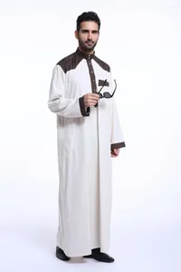 Ropa étnica hombre musulmán saudita thobe thawb jubba abaya túnica de manga larga plato plato dasha islam judah jalabiya dubai galabeya caftán